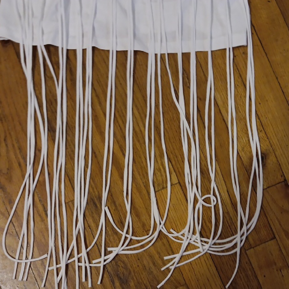 Zara White Tank Top with Long Fringe M NWT - Picture 4 of 4